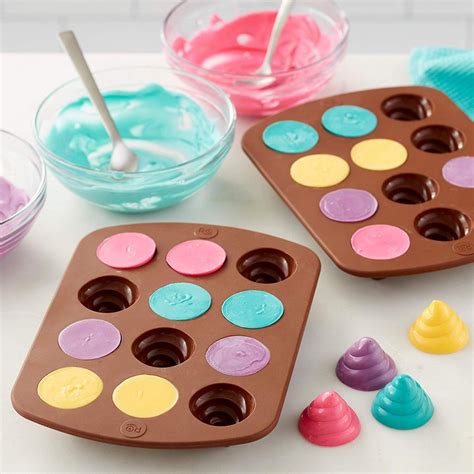 Siliconemolds.co.uk does not supply any of these products but links you to sites that do. Pack of 2 Wilton 12-Cavity Silicone Swirl Candy Molds $4.98