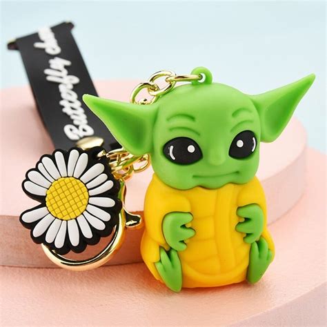 Baby Yoda Grogu Keychain The Mandalorian Cute Yoda Silicone Etsy