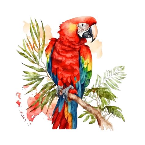 Premium Vector Scarlet Macaw Watercolor Paint