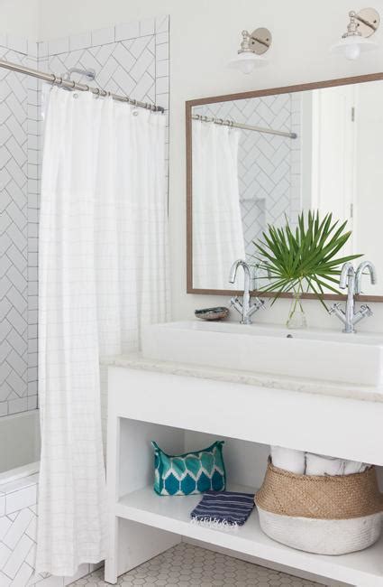 We kept the other finishes classic… • Neutral Colors and Vibrant Accents, Small Bathroom ...