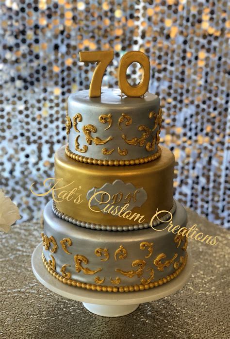 Silver And Gold 70th Birthday Cake 70th Birthday Cake Birthday