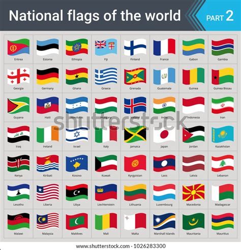 Waving Flags World Collection Flags Full Stock Vector Royalty Free