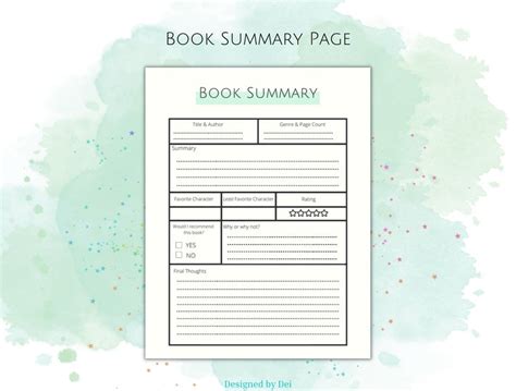 Printable Book Journal Reading Journal Instant Download Pdf Etsy