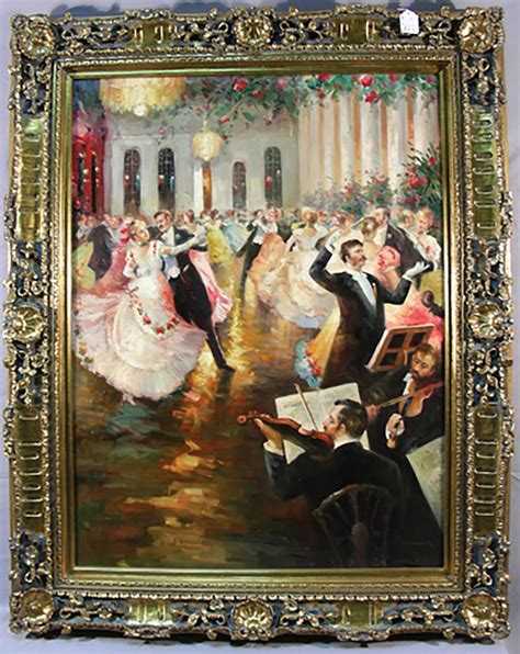 Sold Price Original Oil On Canvas Ballroom Scene April 6 0120 12