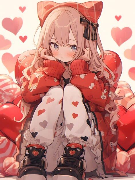 Premium Ai Image Cute Chibi Lofi Anime Manga Girl Valentines Day