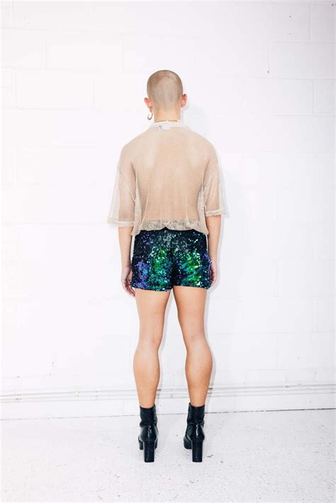Mens Rave Shorts Burning Man Shorts Green Sequin Shorts Etsy