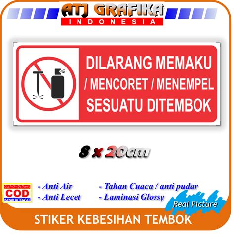 Stiker Kebersihan Tembok Sticker Dilarang Memaku Mentored Coret Tempel Tembok Lazada Indonesia