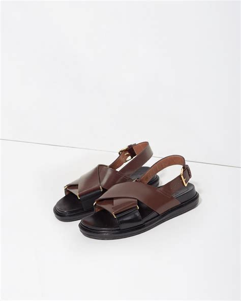 lyst marni fussbett leather sandals in brown