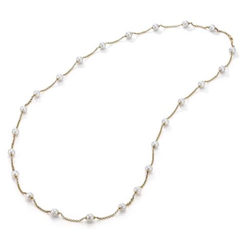 Pearl 18k Plated Sterling Stations Necklace Joia De Majorca