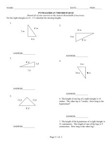 Y 5 6 15 prentice hall geometry • solve it/lesson quiz on transparencies copyright © by pearson education, inc., or its affiliates. Lesson 7.1 Apply the Pythagorean Theorem