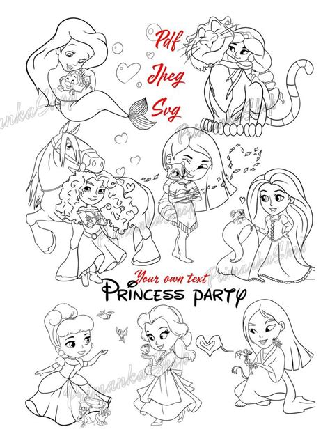 Personalized Coloring Pages 10 Png Sheets Baby Princesses Etsy In