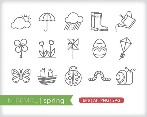Frühling Symbole Garten-Symbole Saisonale Symbole EPS AI | Etsy