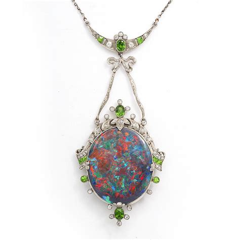 Antique Black Opal Pendant FABERGE Antique Jewelry Russian Art