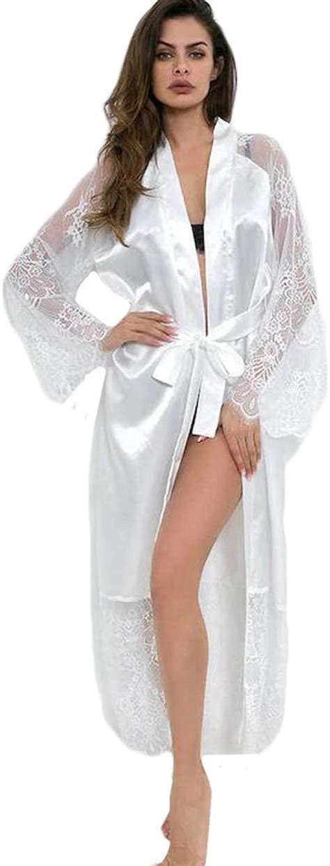 Lace Bathrobes Lingerie For Women Sexy Long Lace Dress Sheer Gown See