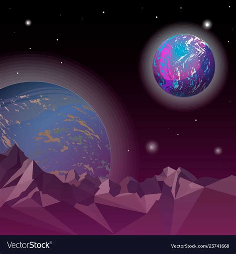 Distant World In Spaceempty Planet Open Space Vector Image