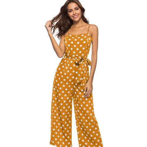 Aliexpress Com Buy Summer Polka Dot Jumpsuit Women Tunic Sleeveless