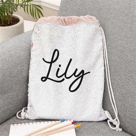 Personalised Sequin Drawstring Bag For Kids T By Sassy Bloom As Seen