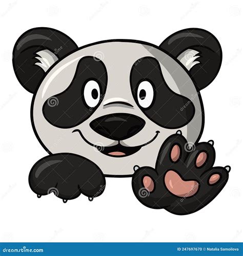 Cute Little Panda Character Laughing Cute Fluffy Pandas In Cartoon