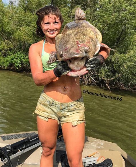 Hannah Barron With A Pound Flathead Catfish Fishing Fly Fishing