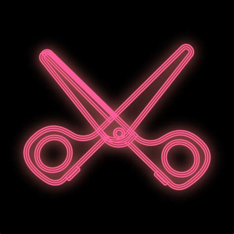 Bright Neon Pink Scissors On A Black Background Glamorous Tool For Manicure And Pedicure