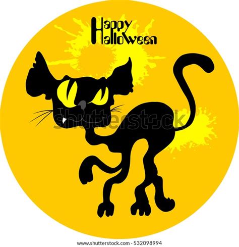 Halloween Black Cat Silhouette Against Moon Stock Vector Royalty Free