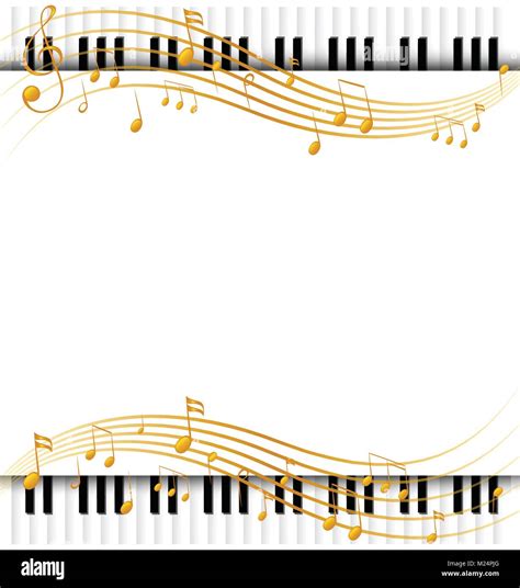 Border Template With With Piano Keyboards And Musicnotes Illustration