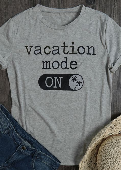 Vacation Mode O Neck T Shirt Funny Graphic Unisex Tees