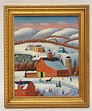 STEVE KLEIN FOLK ART OIL PAINTING ON BOARD OF A SNOW