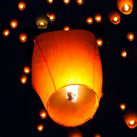 50 White Paper Chinese Lanterns Sky Fly Candle Lamp For Wish Party