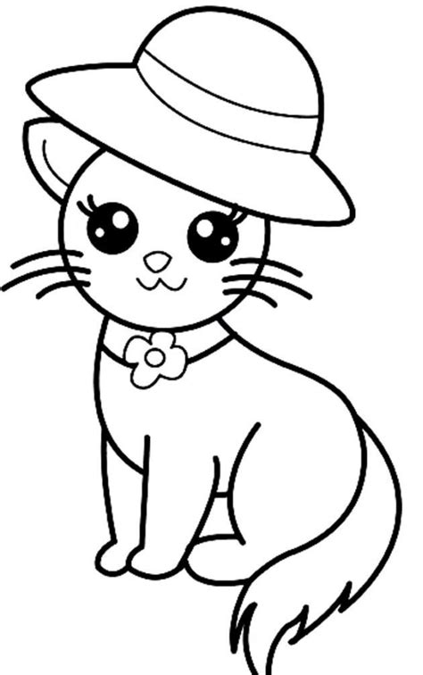 Cute Animal Cat Cartoon Coloring Pages Kitty Coloring