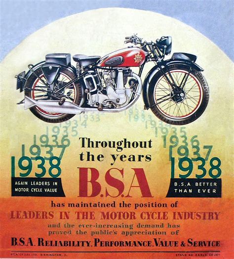 1938 Bsa Leadership Bsa Motorcycle Vintage Motorcycle Posters