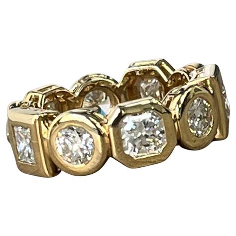 Customizable 14k Gold Bezel Set Multi Shape Diamond Eternity Band For