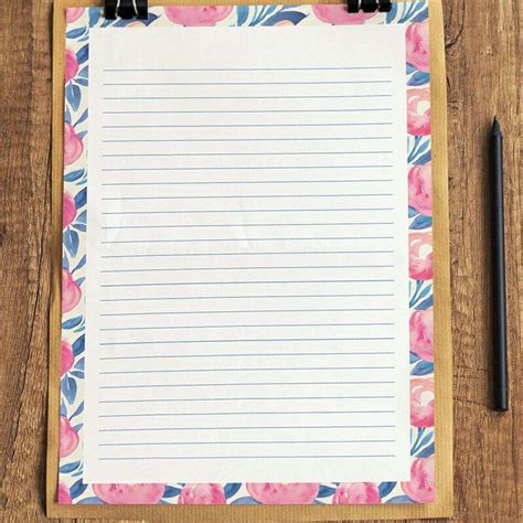 5 Bordered Writing Papers Journal Paper Template Lined Writing Pages