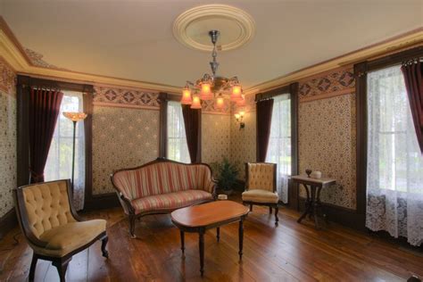 1880s Victorian Living Room With Persian Style Wallpaper Victorian