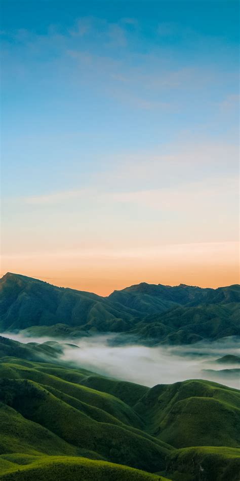 Download Wallpaper 1080x2160 Dzukou Valley India Nature Mist Honor