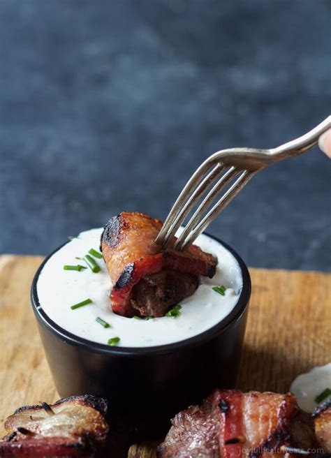 To make the creamy mustard sauce, whisk together sour cream, dijon, horseradish and chives; Bacon-Wrapped Tenderloin Tips with Creamy Horseradish ...
