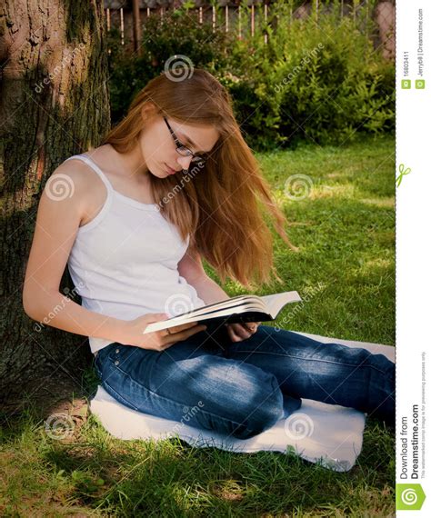 Girl Reading Bible In Yard Stock Image Image Of Book