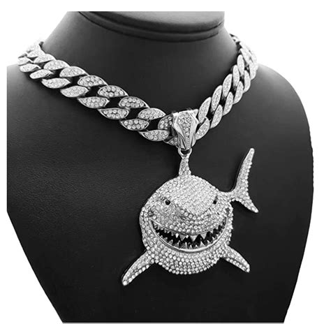 Gooba Shark Pendant 6ix9ine Necklace 69 Yaya Hip Hop Simulated Diamond