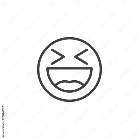 Laughing Face Emoji Line Icon Happy Smiley Linear Style Sign For
