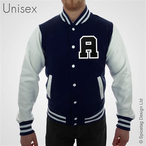 Personalised Navy Blue Varsity Jacket With Black Letter And Etsy