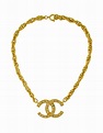 Chanel Vintage Gold Rhinestone CC Logo Necklace - from Amarcord Vintage ...