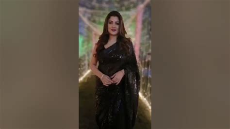 Srabanti Chatterjee In Black Saree Hot Shorts Youtube