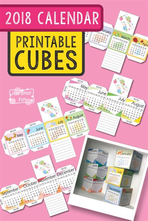 Printable 2018 Calendar Paper Cubes Itsy Bitsy Fun