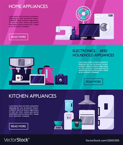 Home Appliances Horizontal Banners Concept Page Vector Image