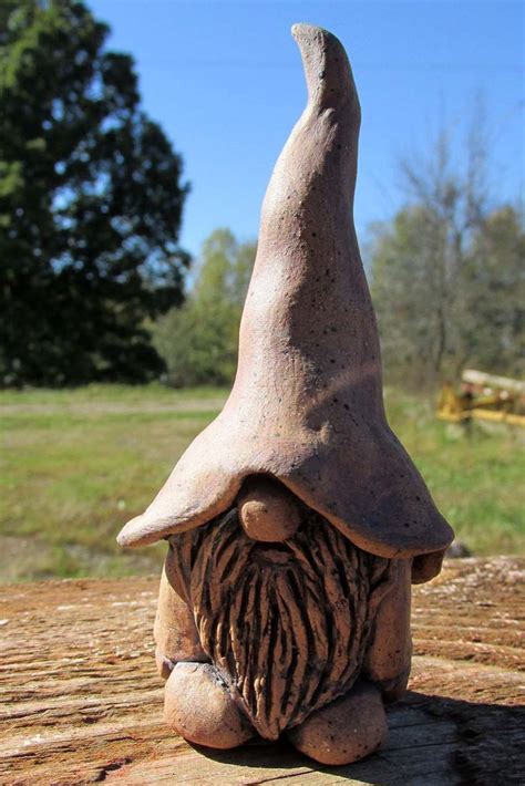 Handcrafted One Of A Kind Clay Gnome Sculpture Clay Clay Pottery