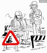 Men At Work Sign Cartoons and Comics - funny pictures from CartoonStock