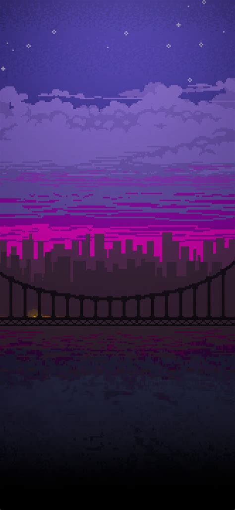 1080x2340 Pixel Art Bridge Night 1080x2340 Resolution Wallpaper Hd