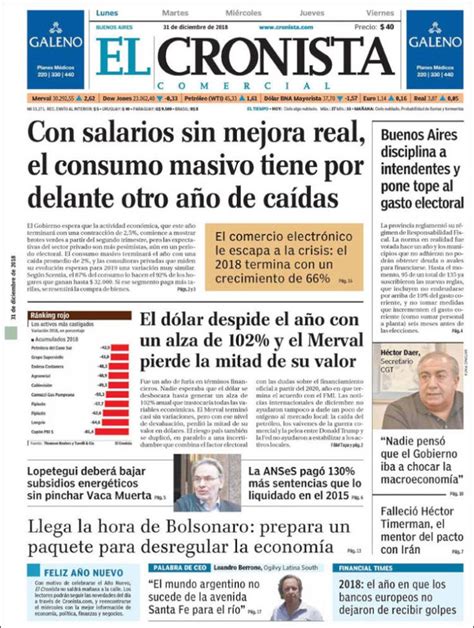 Portada De El Cronista Comercial Argentina Argentina Periodismo Lunes