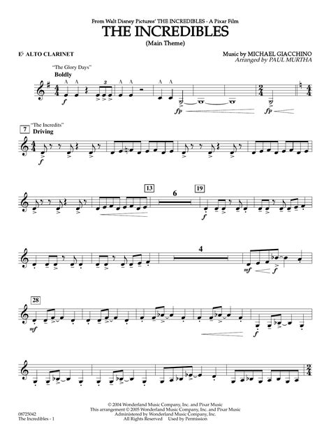 The Incredibles Main Theme Arr Paul Murtha Eb Alto Clarinet