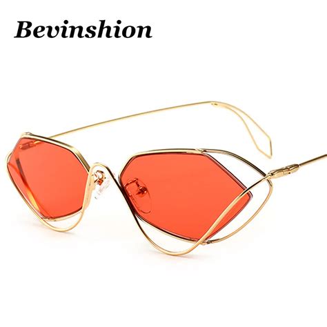 modern polygon superstar style rimless sunglasses women irregular vintage metal hollow glasses